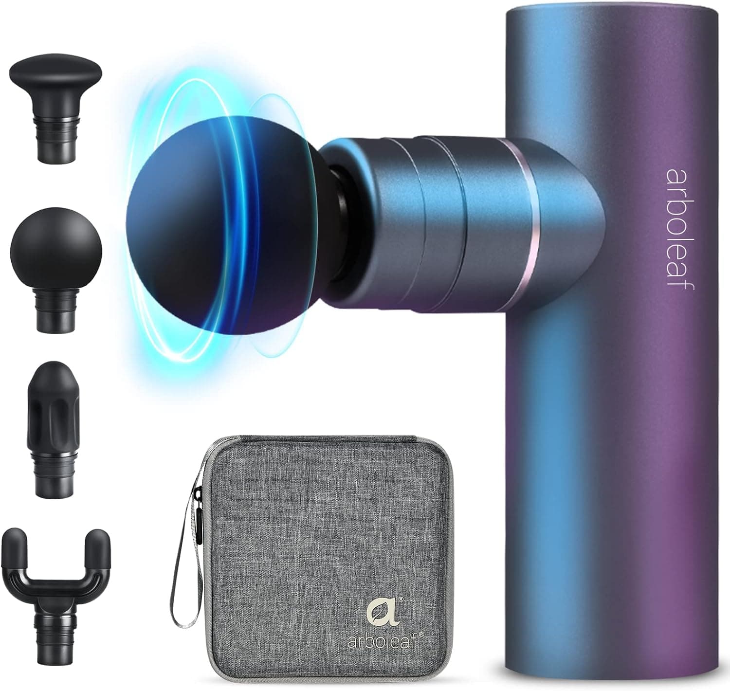 arboleaf Mini Massage Gun Electric Muscle Massager Deep Tissues with Case Portable Handheld Massager Super Quiet Mini Massage Gun for Athletes, Sports, Travel, Home, Office Gifts, Grey