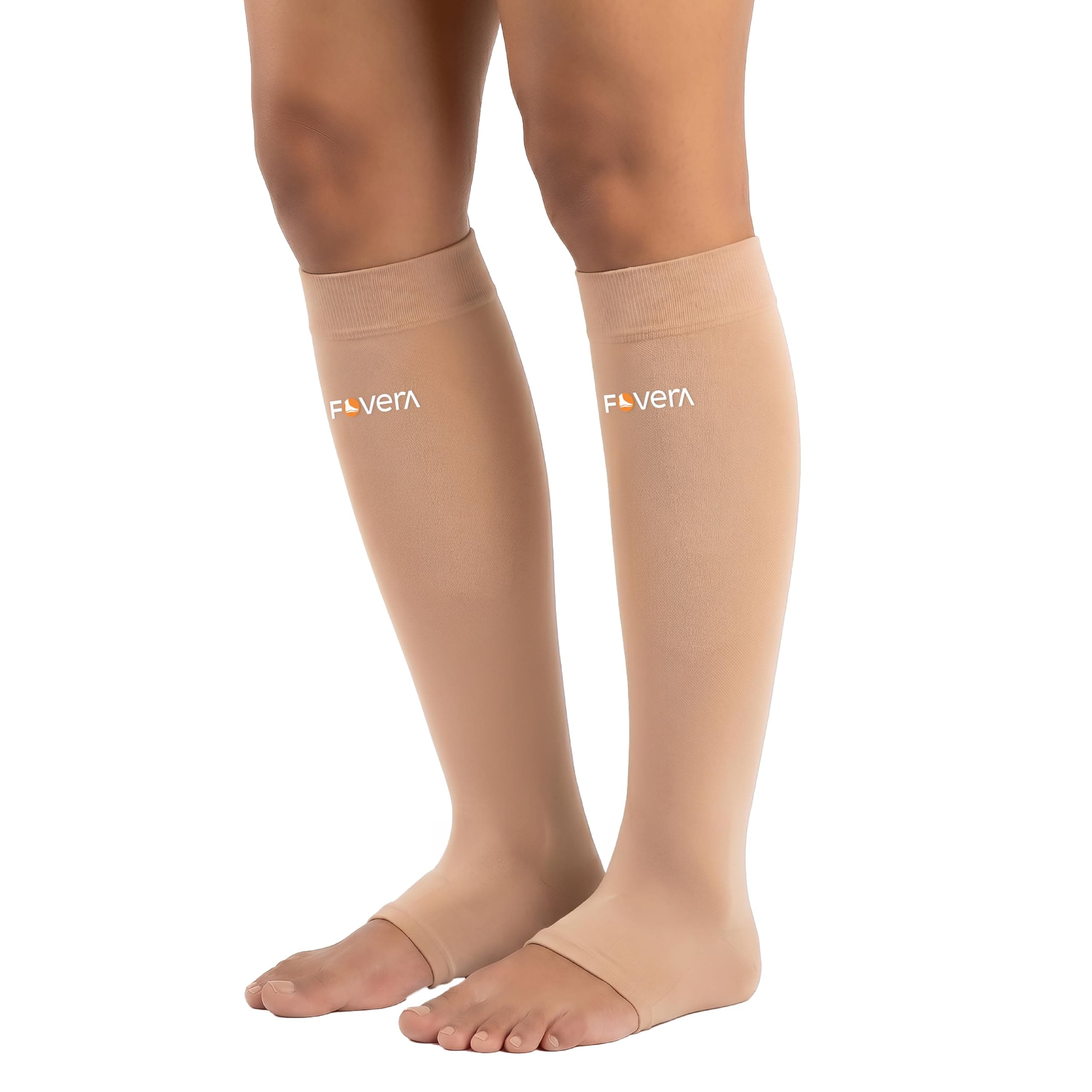 FOVERA Varicose Vein Compression Stockings – Medical Grade Class 2 (23–32 mmHg) Seamless Open Toe Sleeves for DVT, Leg Swelling, Edema, Pain Relief, Unisex Men & Women