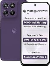 Motorola G67 Power 5G (Pantone Parachute Purple, 8GB RAM, 128GB Storage) | 6.7" FHD+ 120Hz LCD Display | Snapdragon 7s Gen2 Processor | 50MP + 8MP UW Camera | 7000mAh Battery with 30W Charger | IP64