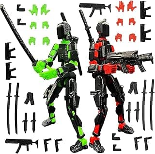 ONNGEO 2 PC Black Action Figures Kit Titan 13, 3D Printed Multi-Joint Movable Robot, T13 Lucky Action Figure, Dummy Robot Action 13, Desk Decoration Creative Robots, Nova 13 Mechanical Doll (BR| BG)