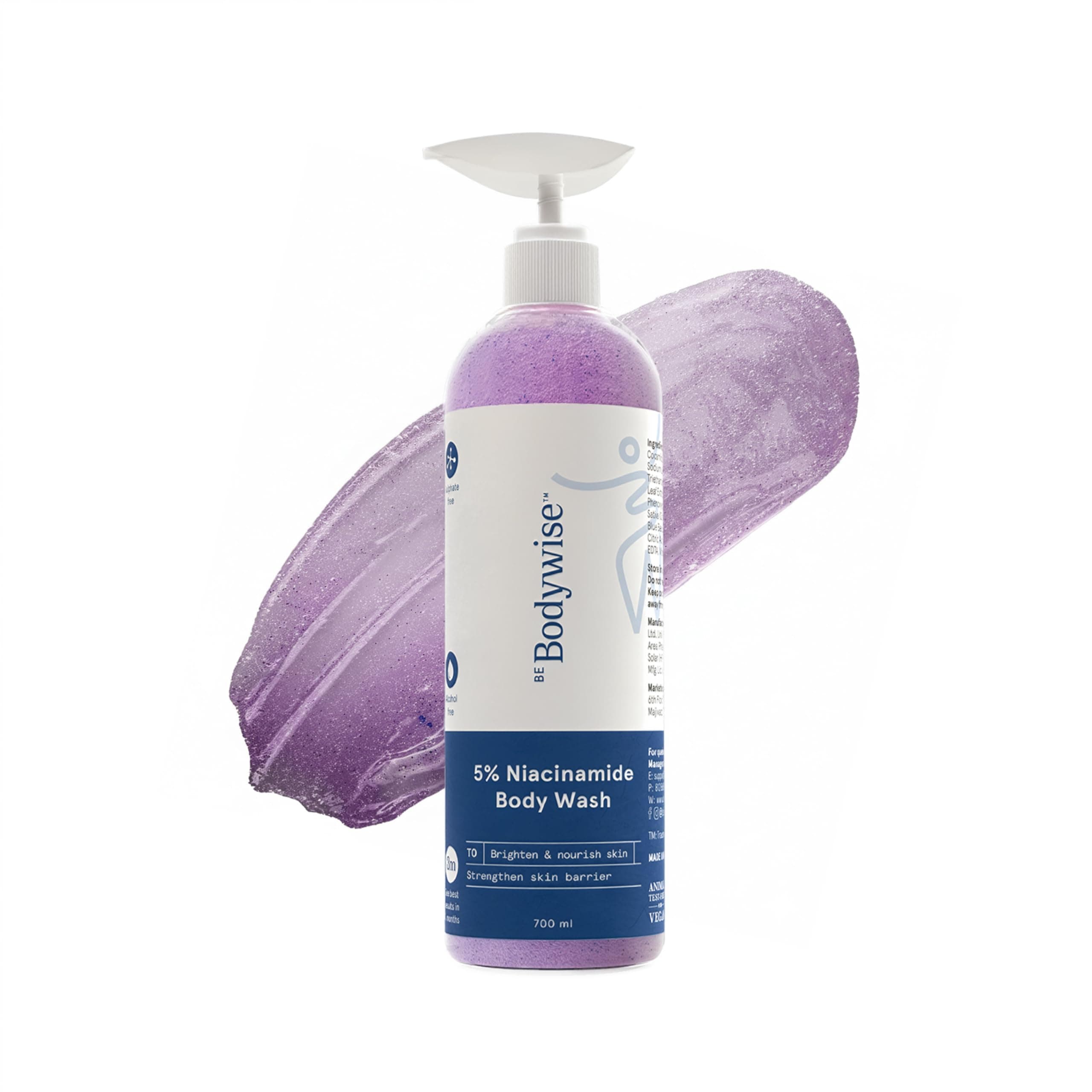 Be Bodywise 5% Niacinamide Brightening Body Wash 700ml | Hydrates & Deep Cleanses Skin | For Glowing & Hydrated Skin | With Aloe vera, Vitamin B3 & E | For All Skin Types