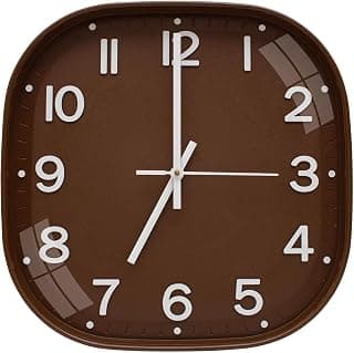 TEKCOOL Plastic Analogue Wall Clock 12" Silent Quartz Decorative Latest Wall Clock Non-Ticking Classic Clock Battery Operated Round Easy to Read for Room/Home/Kitchen/Bedroom/Office/School.Gold Brown-