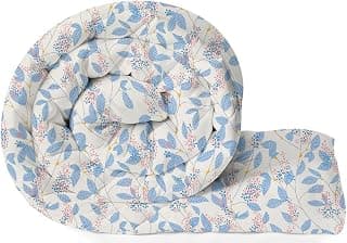 VAS COLLECTIONS 220 GSM Reversible Microfiber AC Comforter/Duvets for Mild Winter | All Season King Size 3 Layered Quilted Blanket for Double Bed (220 cm x 240 cm, Floral, Blue & White)