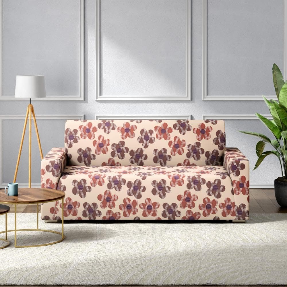 Wakefit Printed 2 Seater Sofa Cover | Elastic Stretchable Sofa Slip Cover | Double Seater Sofa Protector | Floro,Multicolour