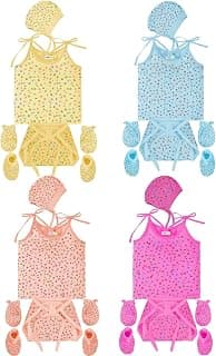 Toddylon New Born Baby Clothes Jhabla Set | Baby Dress | Front Open Shirt | Nappies Caps | Mittens & Booties | Cotton | Clothing Set | Sleepwear | Gift Combo | Boys & Girls (0-6 Months), Multicolor