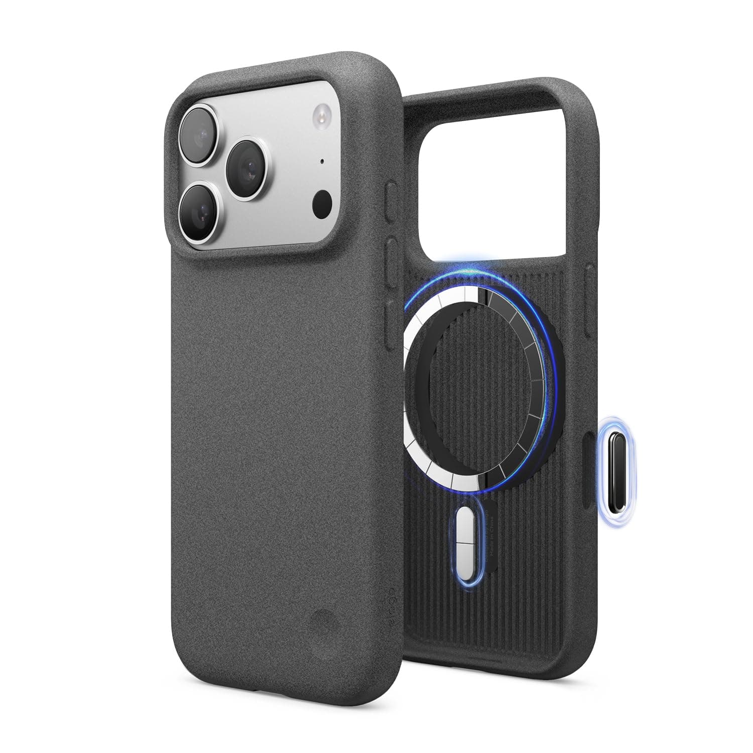 elago Magnetic Pebble Case for iPhone 18 Pro & iPhone 17 Pro Gray | Full Body Protective Cover, Shockproof, Special Pebble Coated, Slim, Anti-Scratch (Dark Grey)