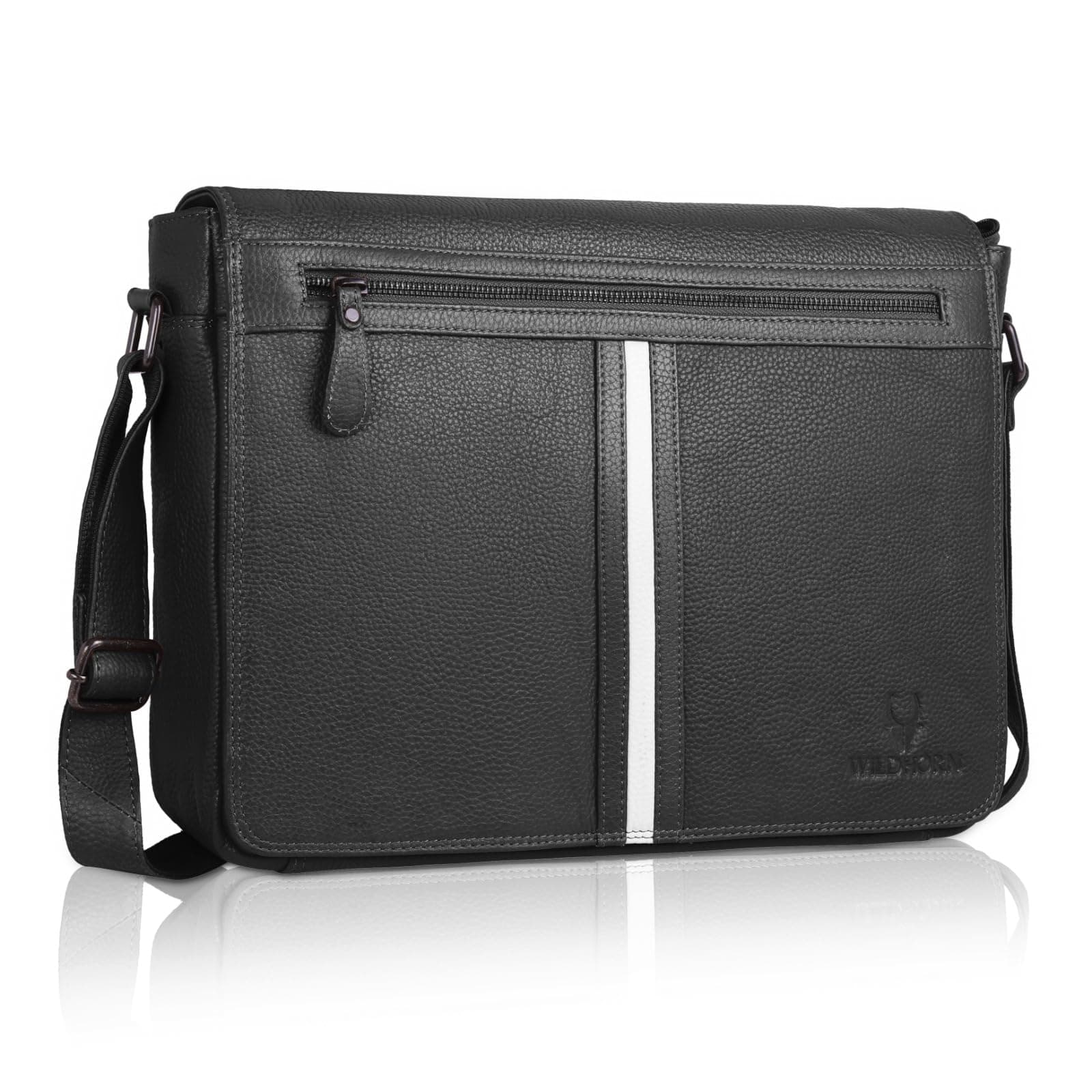 WildHorn Genuine Leather Laptop Messenger Bag for Men | Designed to Fit Laptops up to 14 Inches | Backed by a 1-Year Warranty