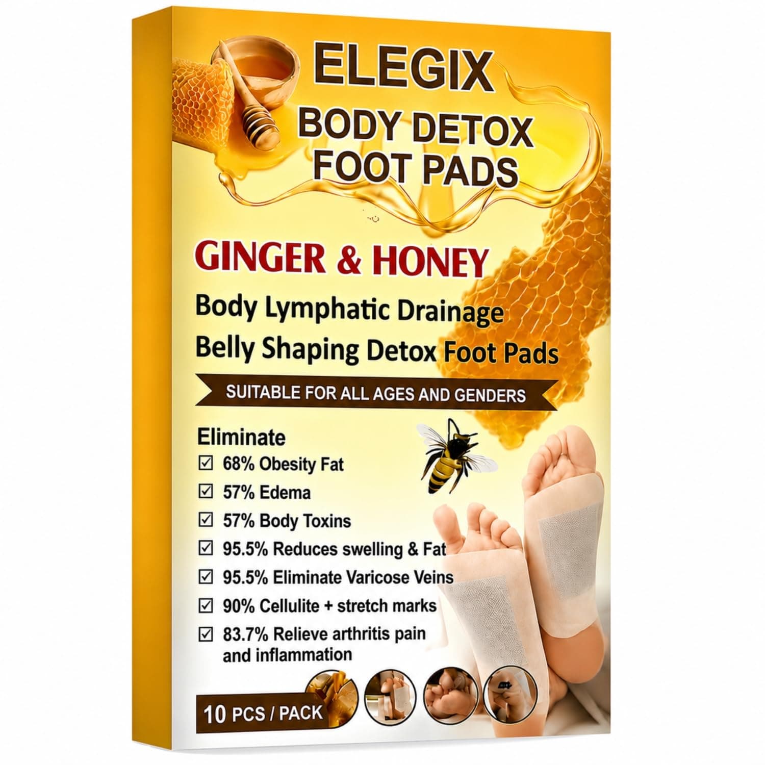 ELEGIX Foot Patches – Stress Relief Detox Patch with Ginger, Lymphatic Drainage And Toxin Cleansing Pads – Deep Sleep Support Foot Pads for Men And Women (Pack Of 1)
