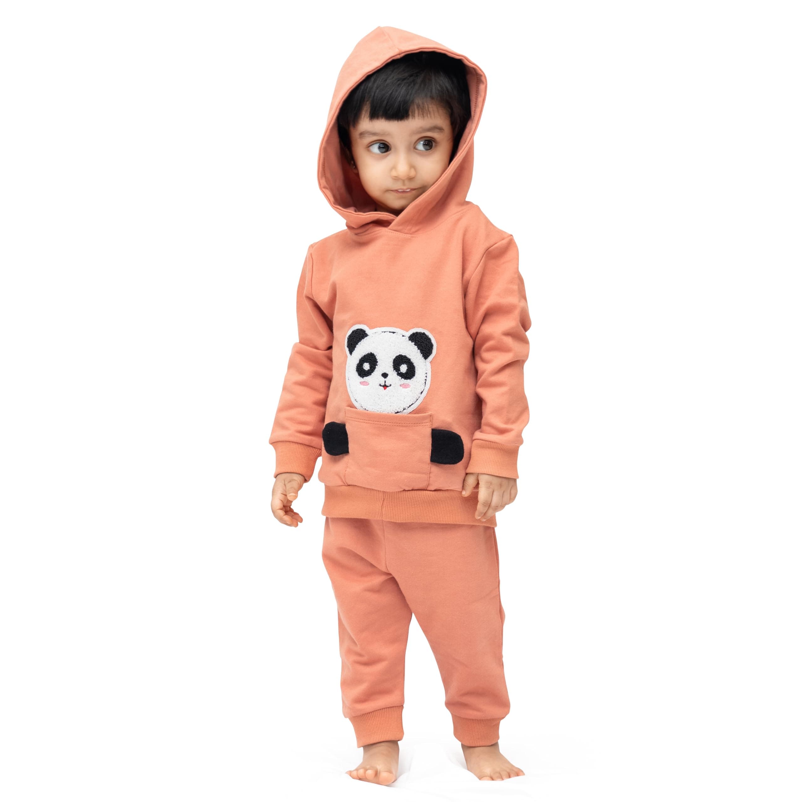ARIEL Kids Graphic Print Cotton Fleece Full Sleeve Relaxed Hoodie Sweatshirt & Sweatpant Clothing Set for Boys and Girls