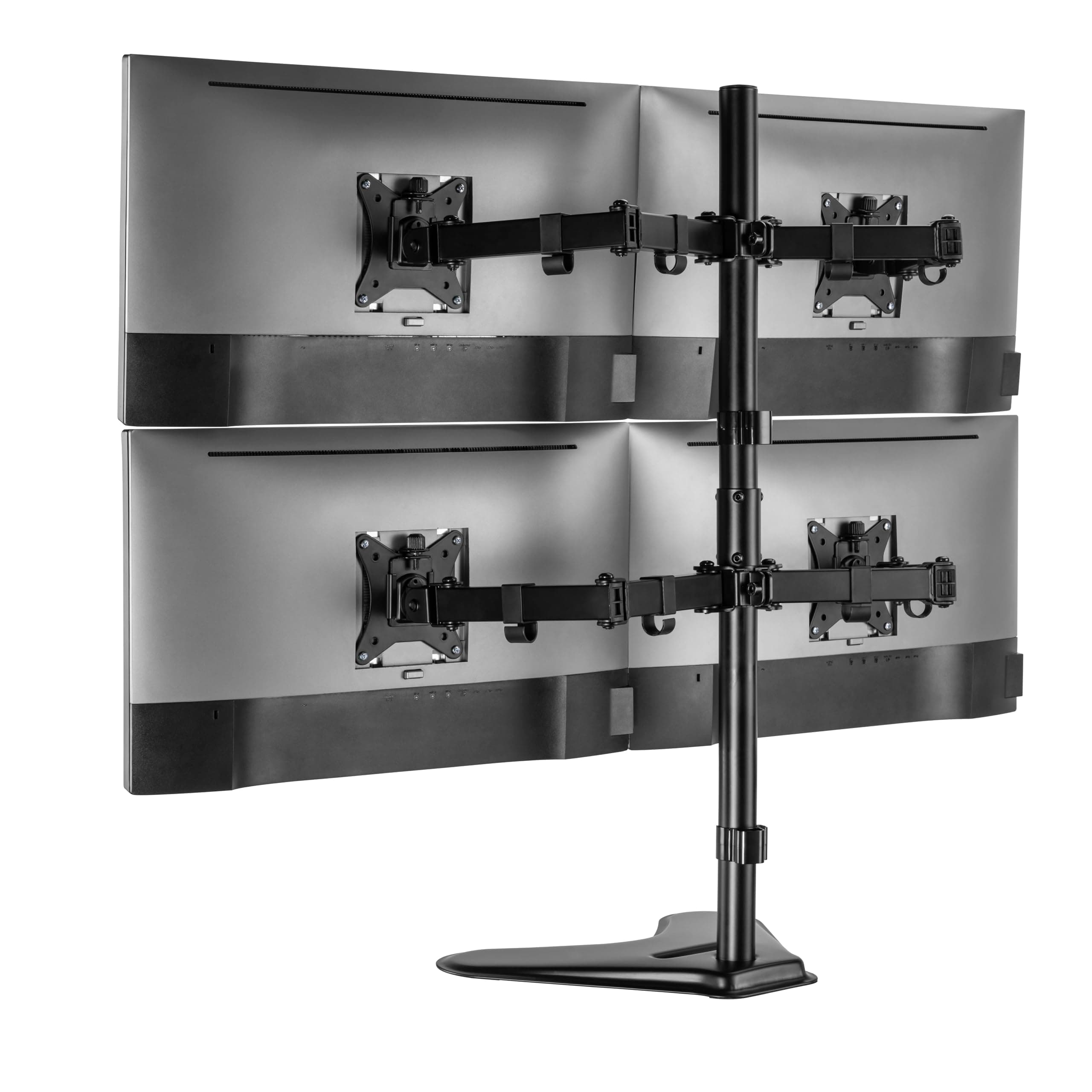 Jin Office Heavy Duty Four Monitors Stand| 13-32" Support Monitor Mount| 32 KG Total Capacity, 3 Year Warranty| Freestanding Quad Monitor Arm| Height Adjustable 4 Screen Stand| Tilt, Rotation, Swivel