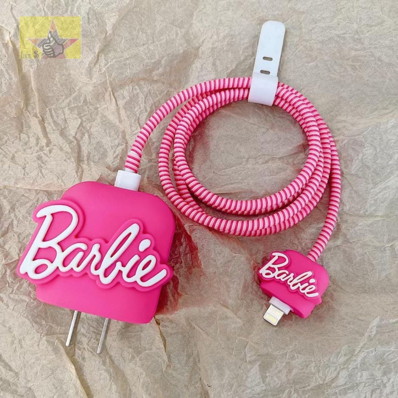Like Star 18-20W Apple iPhone Power Adapter and Type C, Protective 3D Cartoon Character Silicone Case Cover, 360 Degree Full Protection (Barbie)