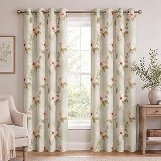 Blackout Door Curtains 7 Feet Long Set of 2 with Tie Back, Parda 7 feet Long, Printed Curtain for Living Room, Bedroom, 80-85% Blackout, Perfect for Home Dcor (7 Feet, Magnolia Mist)