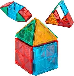 Amazon Brand - Jam & Honey Magnetic Tiles Building Blocks for Kids 3+ Years - 10 pcs | STEM Learning Educational Toy | Creative & Constructive Play | Brain Development Toy | Transparent Gift Set | Multicolour
