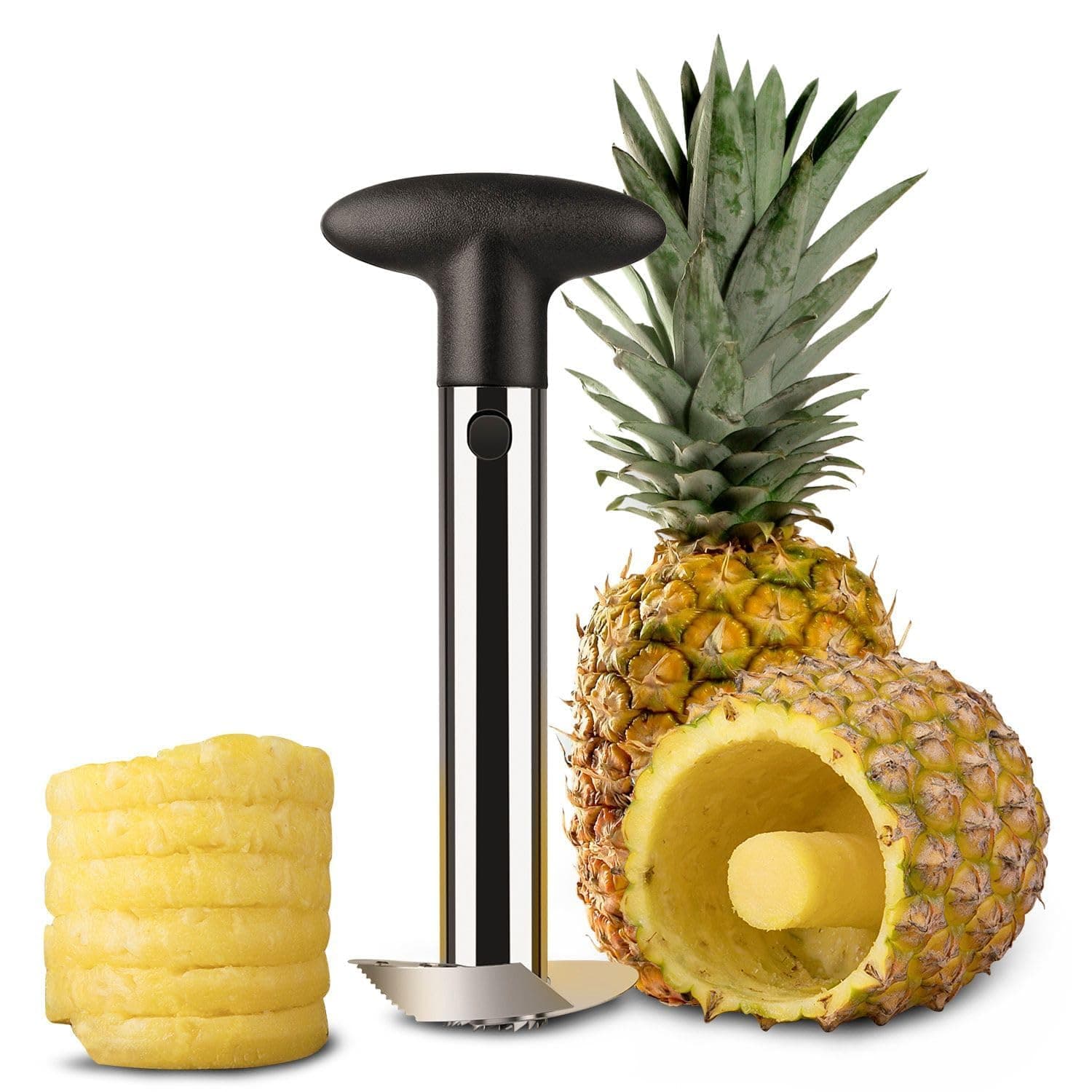Stainless Steel Pineapple Slicer and Corer Tool with Ergonomic Handle, Manual Fruit Cutter for Easy Ring Slices, Kitchen Prep Tool for Home Use