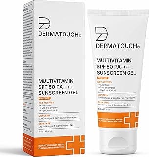 DERMATOUCH Multivitamin SPF 50 PA++++ Sunscreen Gel | Broad Spectrum UVA-UVB Protection | Zero White Cast | Helps Reduce Sun Damage & Skin Barrier Protection | For All Skin Types | 50g