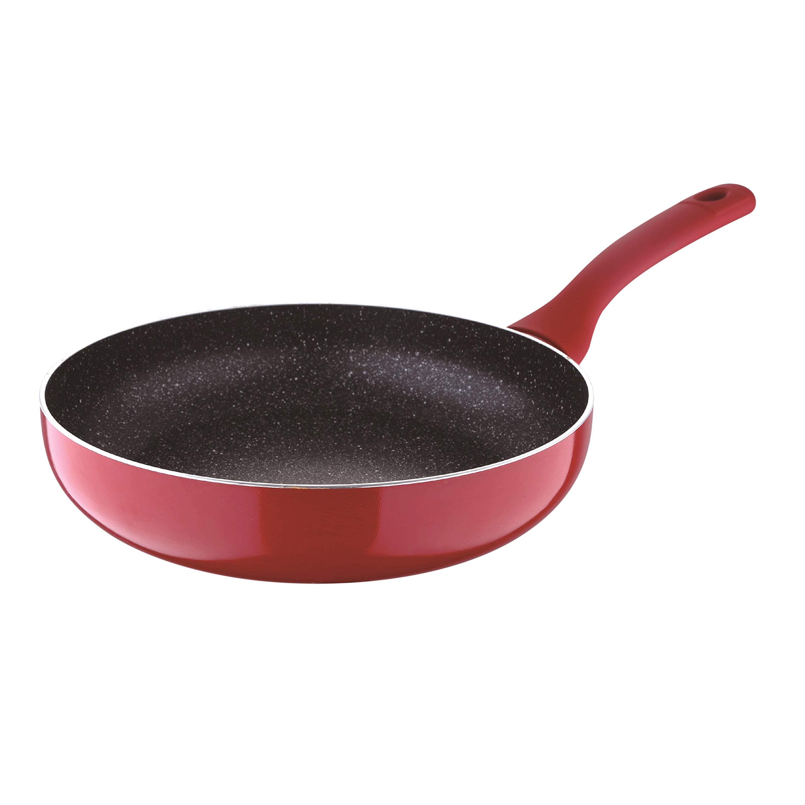 Bergner Bellini Plus 5 Layer Marble Non Stick Frypan, 24 cm, Induction Base, Soft Touch Handle, Food Safe (PFOA Free), Thickness 3.2mm, Red