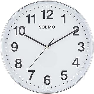 Amazon Brand - Solimo Office Round Analog Wall Clock | Plastic | Silent Sweep Movement | 12 Inch | White