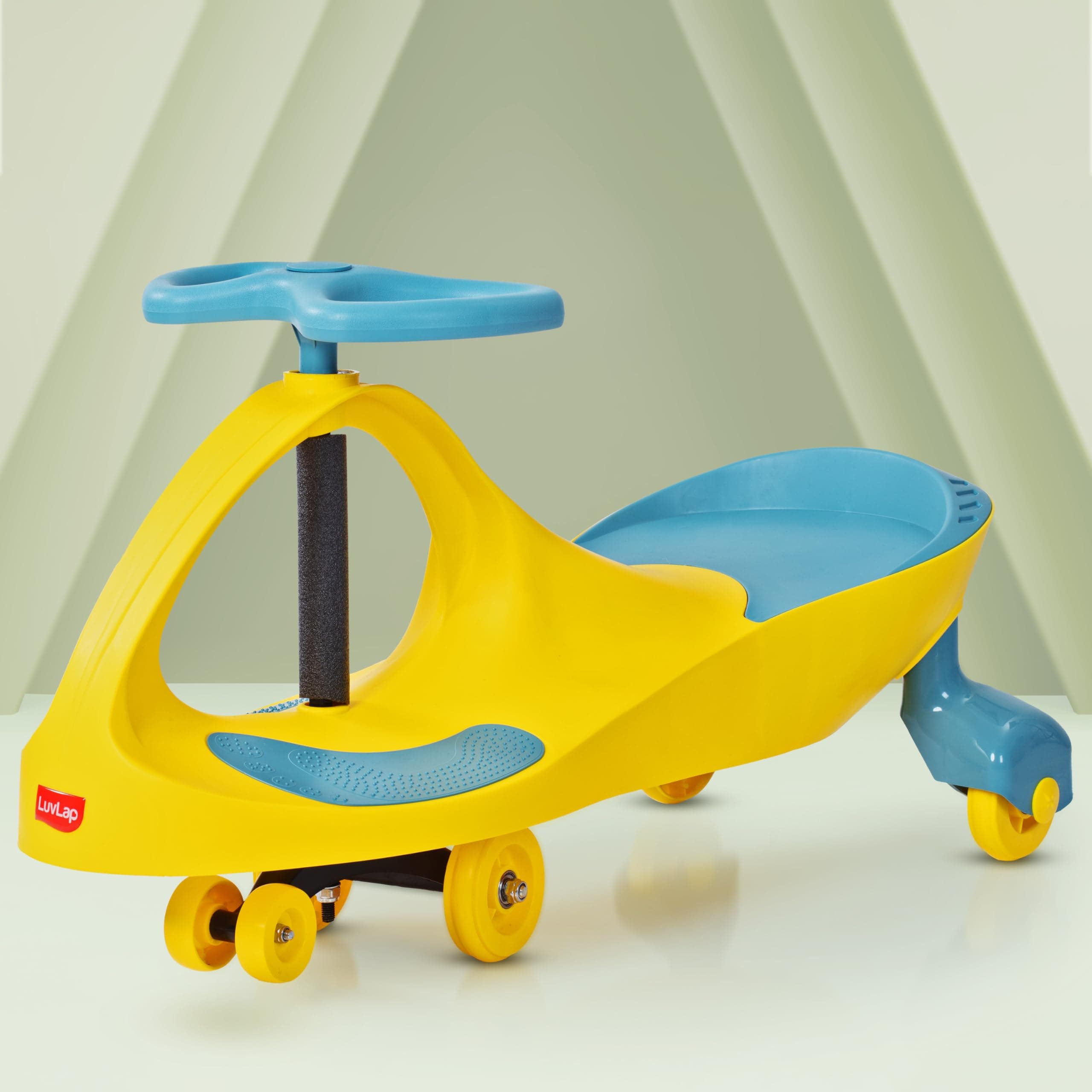 LuvLap Sunshine Swing Car for Kids, Comfortable Seats & Durable, Smooth Wheels, Baby Car, Magic Toy, Push Ride On, 3+ Years, Birthday Gift for Baby Boys & Girls, Yellow & Green