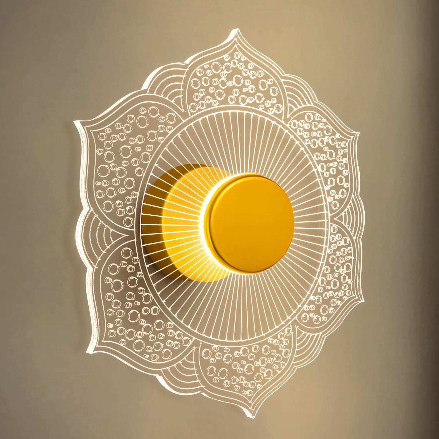 Lamp master Florenza 3-in-1 LED Wall & Ceiling Light | Decorative Gold Mandala Lamp | Elegant Wall Sconce for Bedroom, Living Room, Hallway, Gallery | 1 Year Warranty