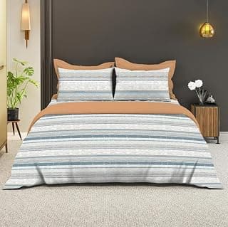 Bombay Dyeing 180 TC King Size Bedsheet with 2 Pillow Covers | 100% Pure Cotton | Large Size (274cm x 274cm) | Soft, Breathable & Durable | Florentine 7876 (Blue, King)