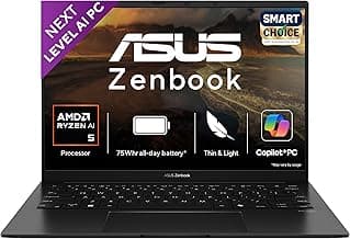 ASUS Zenbook 14, Smartchoice,AMD Ryzen AI 5 340, AI PC(AMD Radeon Graphics/16GB RAM/512GB SSD/3K OLED/14/120Hz/Windows 11/M365 Basic (1Year)*/Office Home 2024/Jade Black/1.2 Kg) UM3406KA-PP240WS