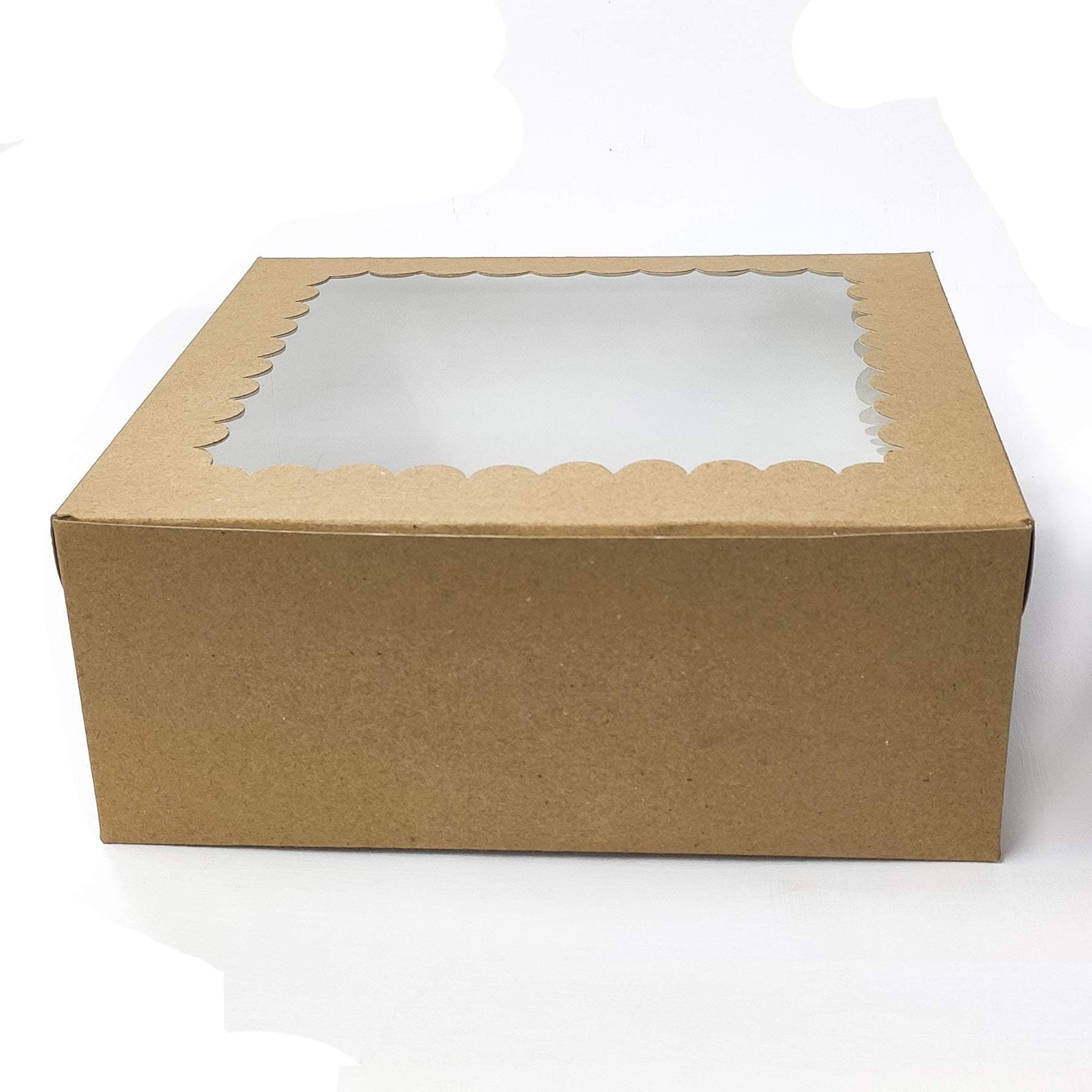 Intactmedia | Kraft Cake Box with Window | 360gsm Sturdy Brown Pastry Box for Donuts | Cupcakes & Cookies | Media Bakery Gift Box for Xmas & Party Favors Pack of 5