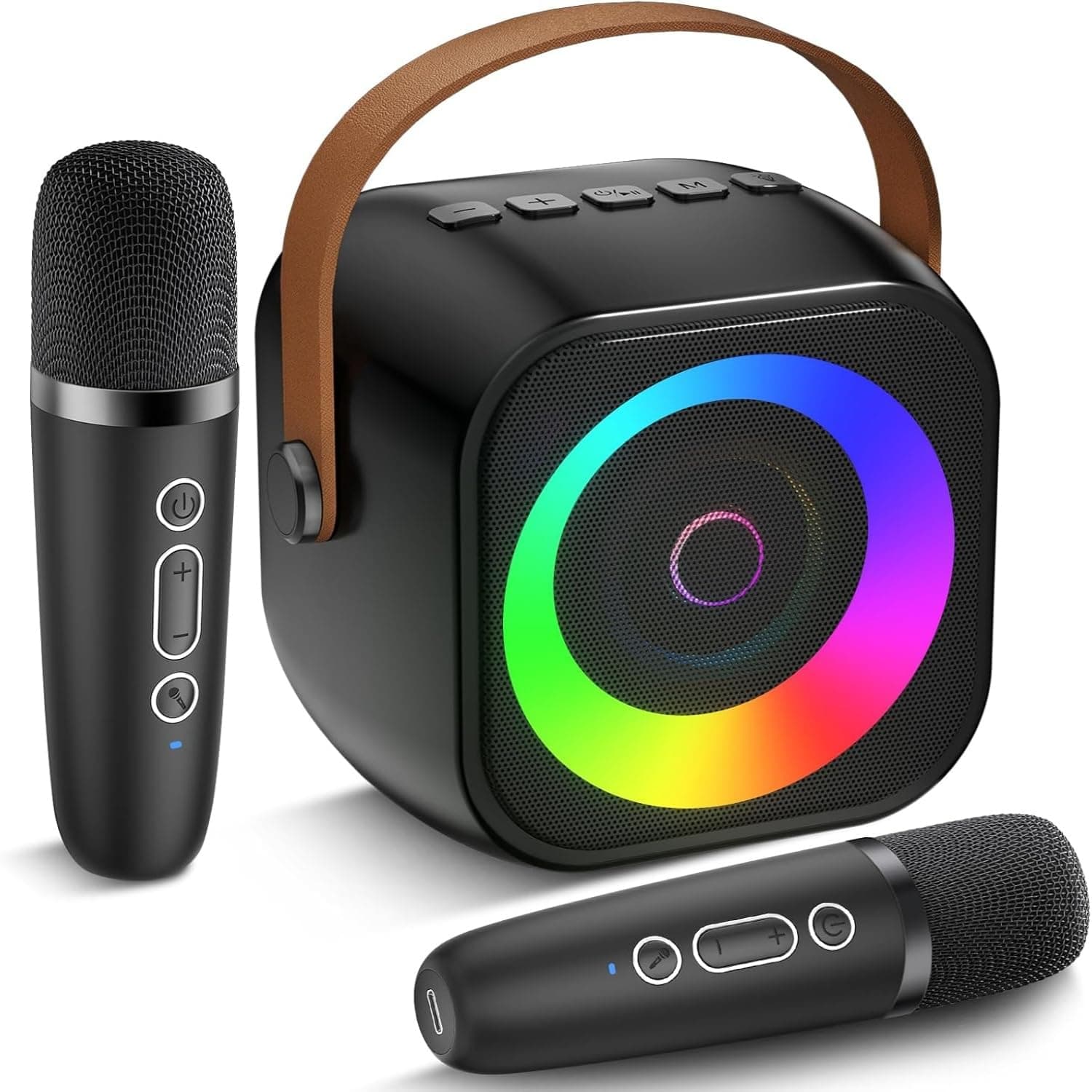 VELOMAX Karaoke Mic with Speaker, Karaoke Speaker with 2 Mic, Bluetooth Speakers Wireless with Portable Dual Microphones, Speakers with Mic Wireless for Karaoke System for Kids, Home, Party, Singing