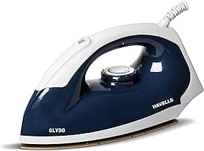 Havells Glydo 1000 watt Dry Iron With American Heritage Non Stick Sole Plate, Aerodynamic Design, Easy Grip Temperature Knob & 2 years Warranty. (Charcoal Blue)