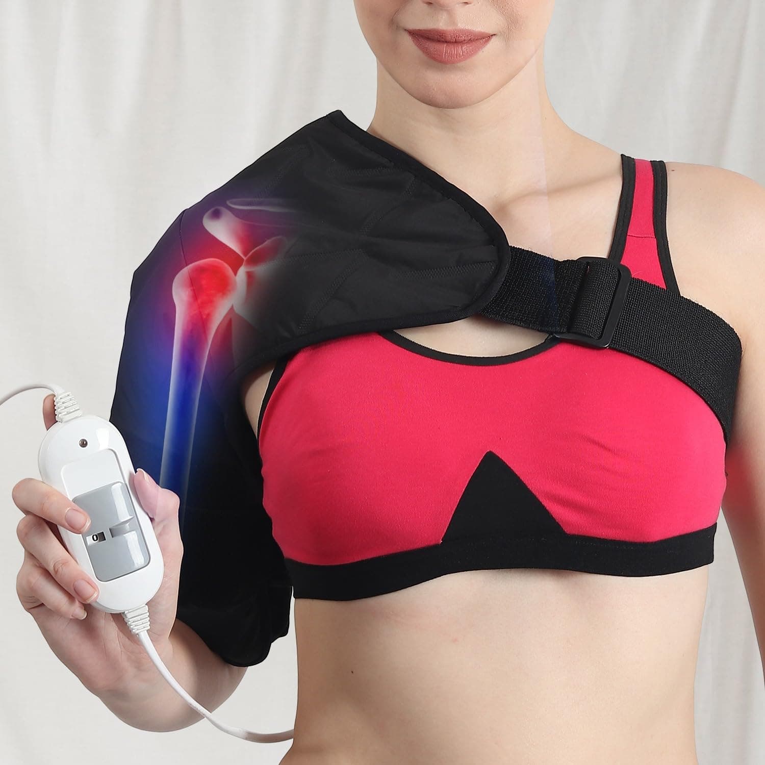 SandPuppy Shoulderheat,Electric Heating Pad For Both Shoulders Pain Relief,Unisex(Black),Adjustable 3 Heating Levels,Integrated Overheat Protection Thermostat,Sprains,Stiffness,Soreness & More