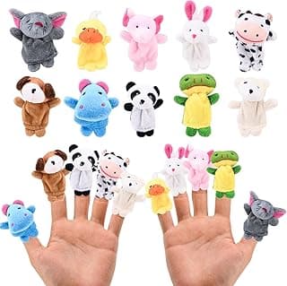 SHINETOY 10Pcs Animal Finger Puppets Set - Soft Plush Velvet Animals Finger Puppet Toys for Kids, Mini Plush Figures Toy Assortment for Boys & Girls, Party Favors for Shows, Playtime, Schools