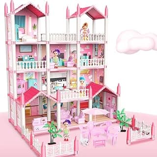 CLUBX Big Doll House for Kids Princess dreamhouse Amazing Home for Dolls with Rooms, furnitures and Pool accesories. House for Kids, Toddler Playhouse Gift for Toys.
