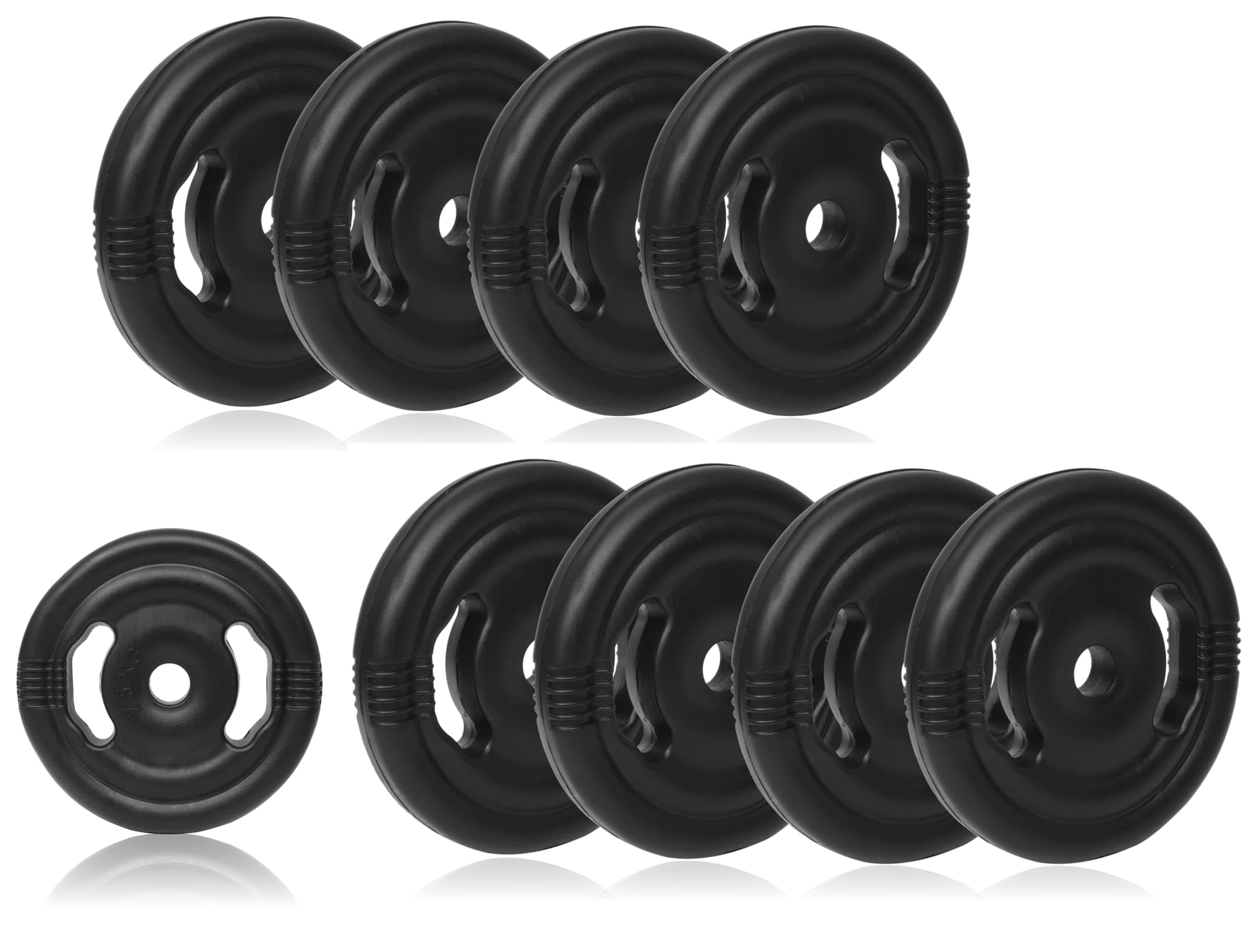 FitBox Sports Finger Gripped Weight Plates Combo for Home Workout 20kg (2.5kg x 8), Black