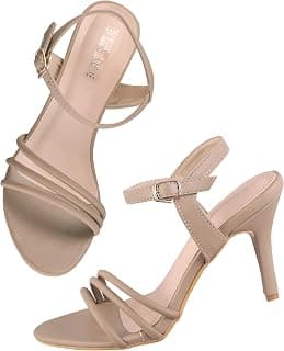 Women’s Triple-Strap Stiletto Heels, Ankle-Buckle Sandals | Soft Cushion Footbed, Slip-Resistant Sole | Party, Wedding & Casual Wear