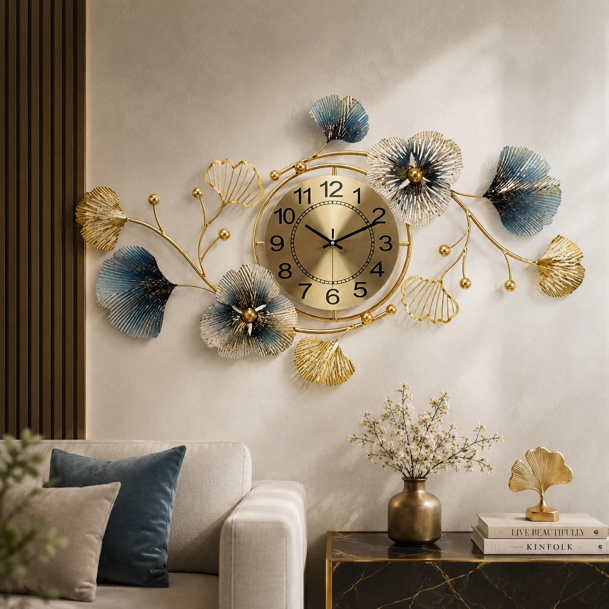 FUNTEREST Metal Wall Clock Big Antique Decorative Stylish Watch & Decoration Design for Home Decor Interior for Bedroom Living Room Dining Office Farm Cafes Restaurant Hotels House Hall Item (Mo-2)