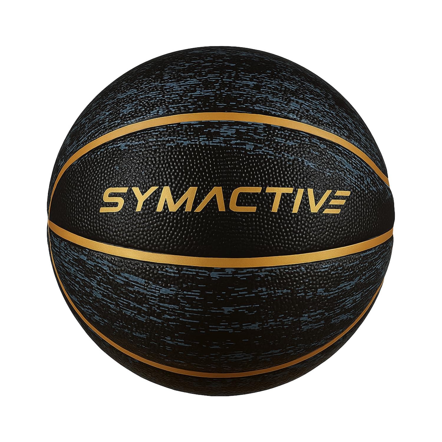 Amazon Brand – Symactive Size 7 Basketball | Rubber Material | Indoor & Outdoor Court Compatible | Butyl Bladder for Better Air Retention | Black & Yellow