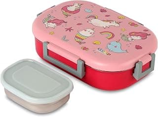 CELLO Kidzbee Apollo Insulated Kids Lunch Box for Daily Use 700 ml, Pink | 3D Pink Parade Touch & Feel Design, Lightweight Leakproof Airtight 2 Compartment Kids Tiffin Box for School, Picnic & Travel