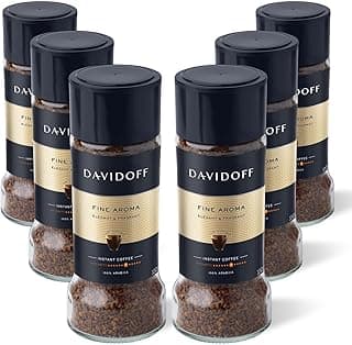 Davidoff FINE AROMA INSTANT COFFEE 7/12 INTENSITY - 100% ARABICA, 3.53 OZ ℮ 100G, GRANULE, GLASS BOTTLE - PACK OF 6