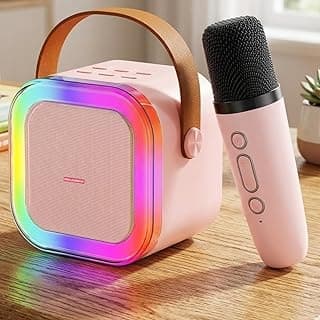 MiniExplorer Rechargeable Wireless Mini Portable Bluetooth Karaoke Machine | Bluetooth Speaker with Microphone & LED Lights - Kids Music Singing Toys for Girl Boy Birthday Gift Ideas
