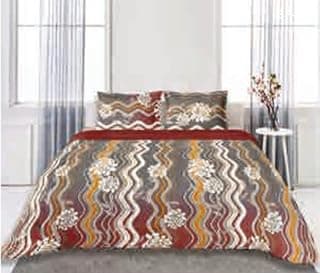 Raymond 104TC 100% Cotton Double Bedsheet with Two Pillow Covers (Red Grey)