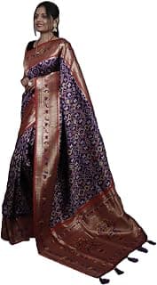 Pandadi Saree Women's Dark Wine Pure Soft Kanchivaram Paithani Silk saree With Unstitched Blouse Piece