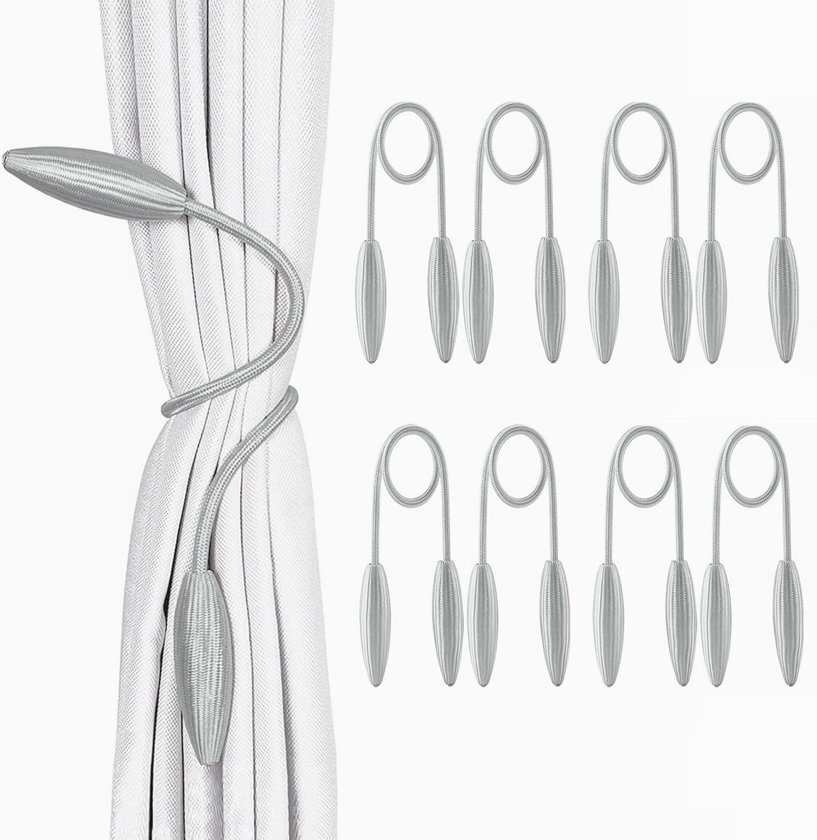 INOVERA (LABEL) 8 Pack Decorative Curtain Tiebacks - Creative Twist Tieback for Home, Office, Hotel Decor - Beige (Grey, Pair 4-8 Pcs)