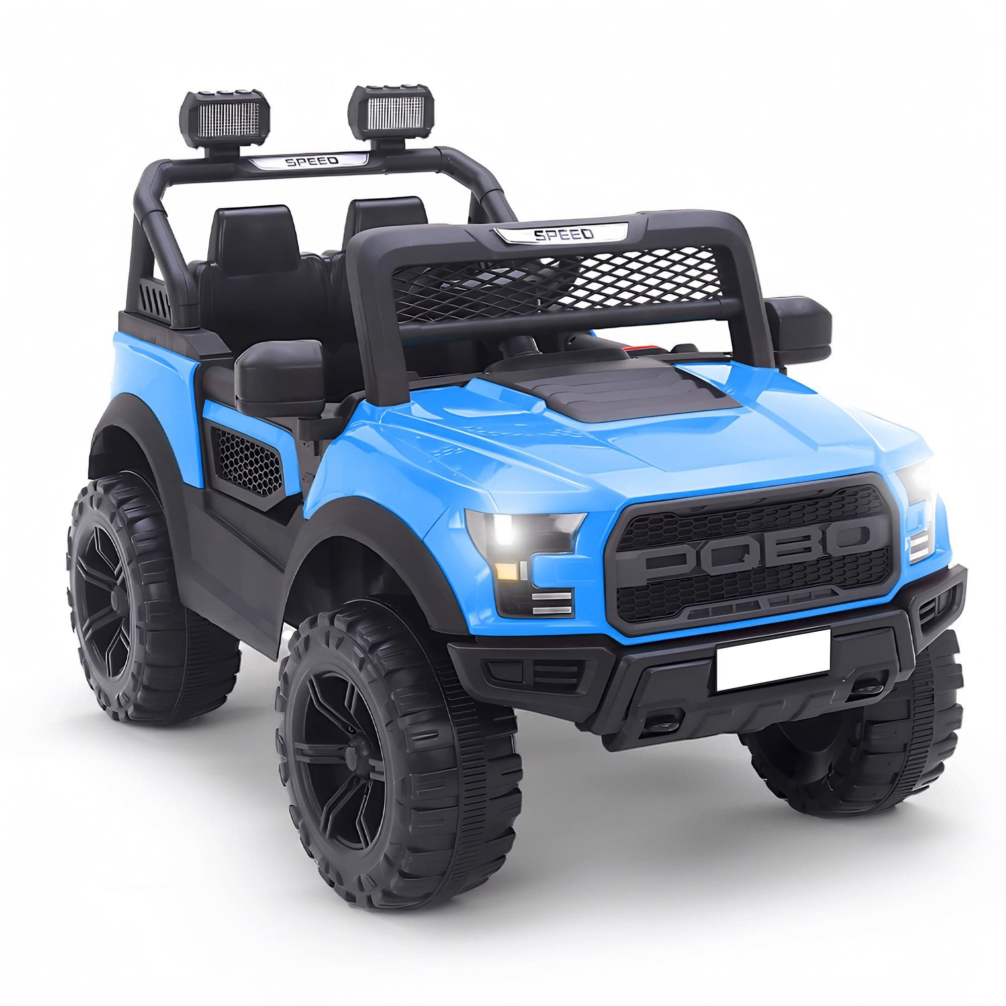 Little Rides Ride on Jeep,12V 4.5AH Big Battery Cars for Kids with Remote,Electric Car with 3 Speeds,LED Lights, Bluetooth & Music Kids to Drive 2 to 8 Years Boys Girls - (Blue)