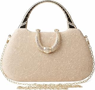 Lyrovo Clutch Purse for Women – Wedding & Bridal Clutch Bag with Chain Strap and Metal Handle, Ladies Evening Handbag