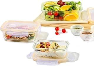 CELLO Fit & Fresh Lunch Box Container Set of 3 Pcs For Daily Use, Clear | (370ml, 640ml, 1050ml) Microwave & Fridge Safe Toughened Glass Airtight Food Storage Tiffin Container For Travel & Office Use