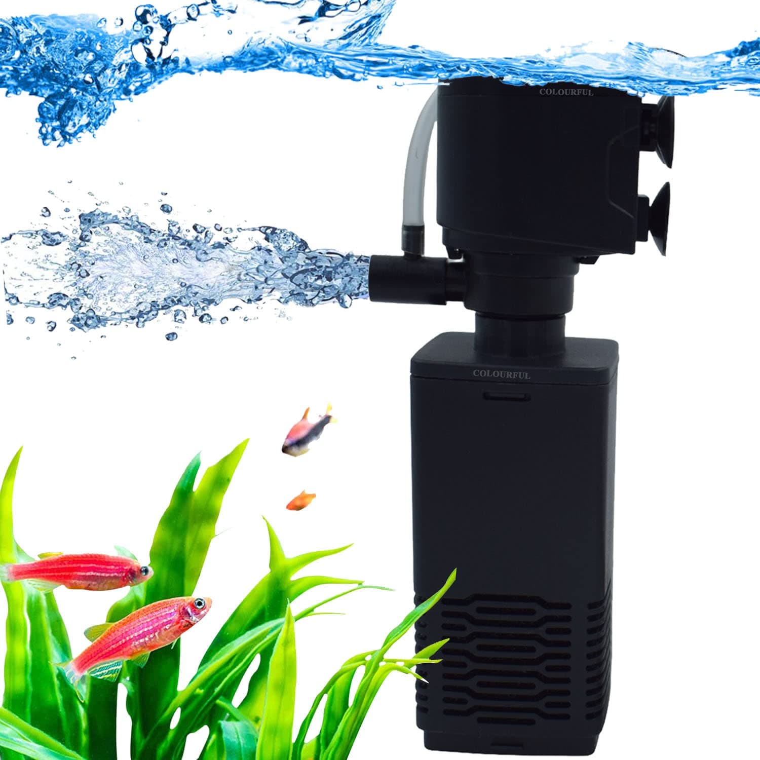 COLOURFUL - Aquarium Internal Liquid Filter | Submersible Filter | Suitable for Fresh and sea Water appliances | BL Series (1000F | 15W | 50-80 LTR Tank, Set of 1)