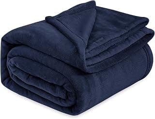 Cloth Fusion 280 GSM All Season Fleece AC Blanket Double Bed for Summer/Winter/Monsoon,Light Weight Blanket for Sofa,Couch,Travel & Camping (86x88 Inches, Navy Blue)