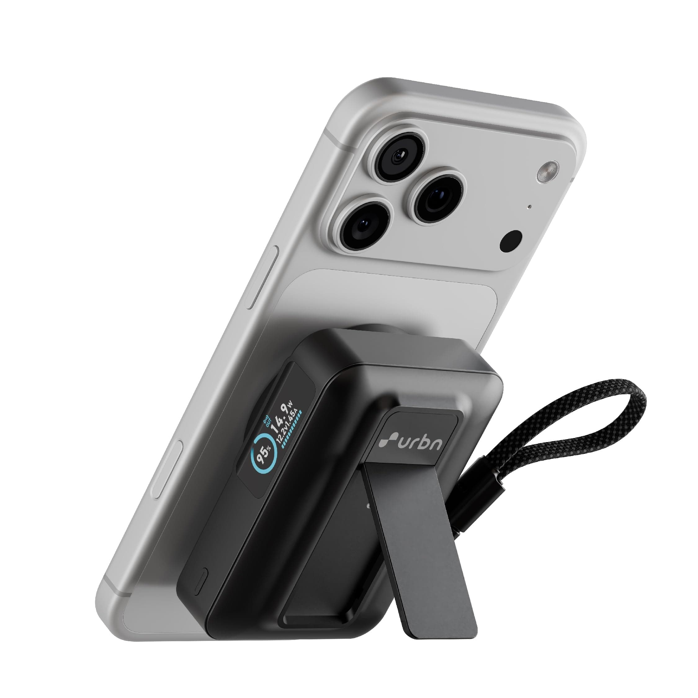 URBN 10000mAh Flux Qi2 MagSafe Power Bank with Ai Powered Smart TFT Display | 15W Magnetic Fast Wireless Charging | 20W USB-C in-Built Cable for Charge & Recharge | Travel Friendly (Black)