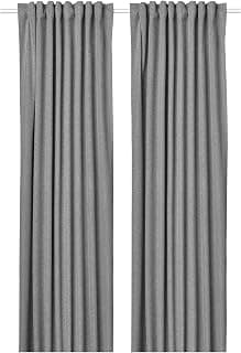 Ikea ROSENMANDEL Block-Out Curtains, 1 Pair, Grey/with Heading Tape, 135x250 cm (53x98)