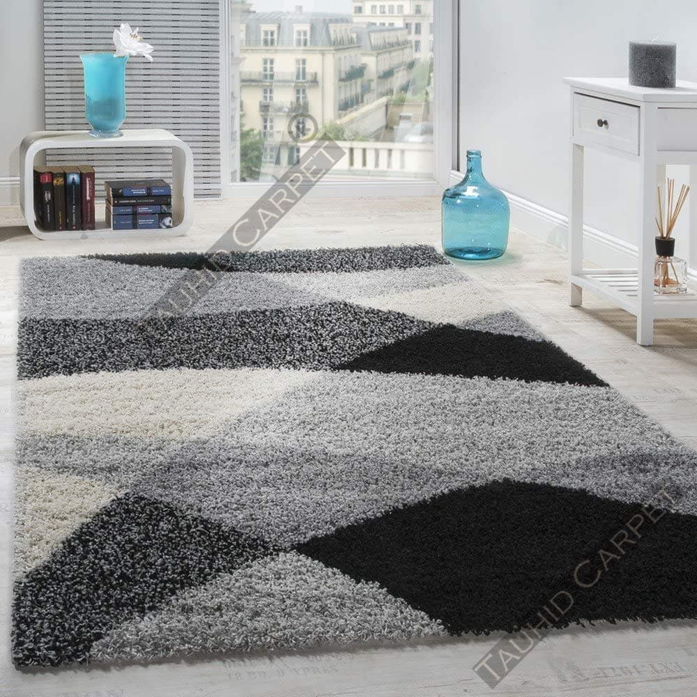 Tauhid Carpet Handmade Super Soft Shag Carpet Rug Microfiber Area Carpet Rug for Living Room, Bedroom, Home Décor 4x6 feet White Light Grey.
