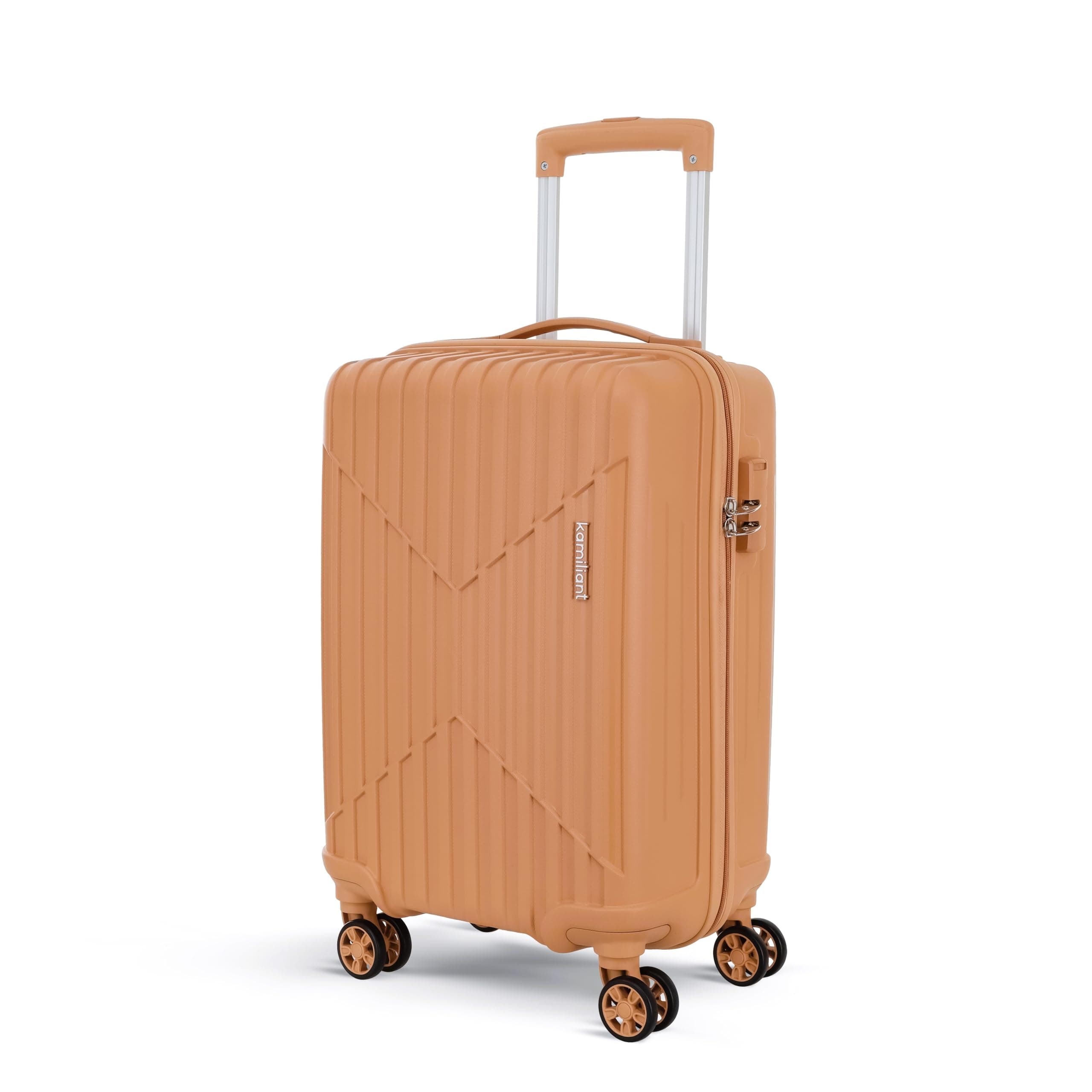 KAMILIANT by American Tourister Savvy|Cabin Trolley Bag Small Size (55 cms) for Travel| Hard Case Polypropylene (PP) Suitcase|360° 8-Wheel Spinner Luggage Trolley|Combination Lock|Orange Pastry